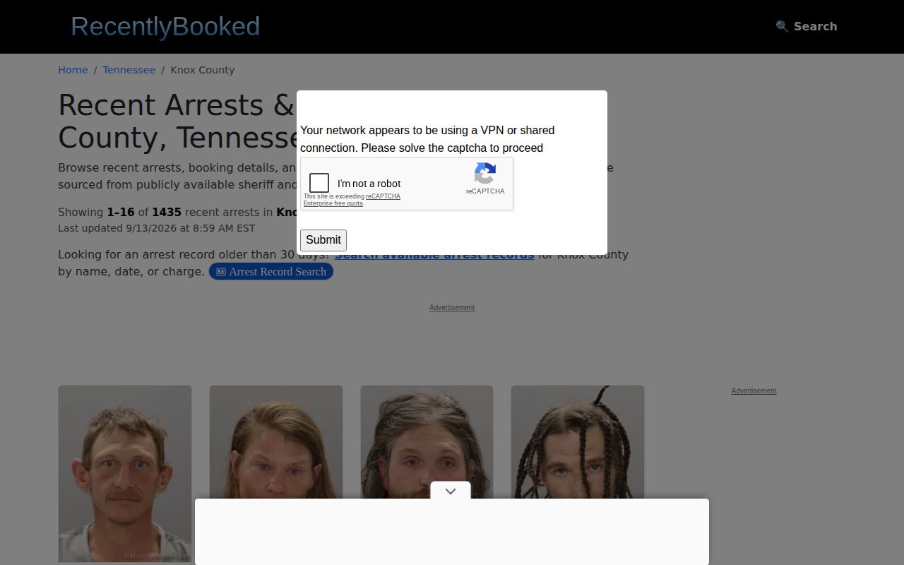 Unofficial multi-day Knox County arrest log controls