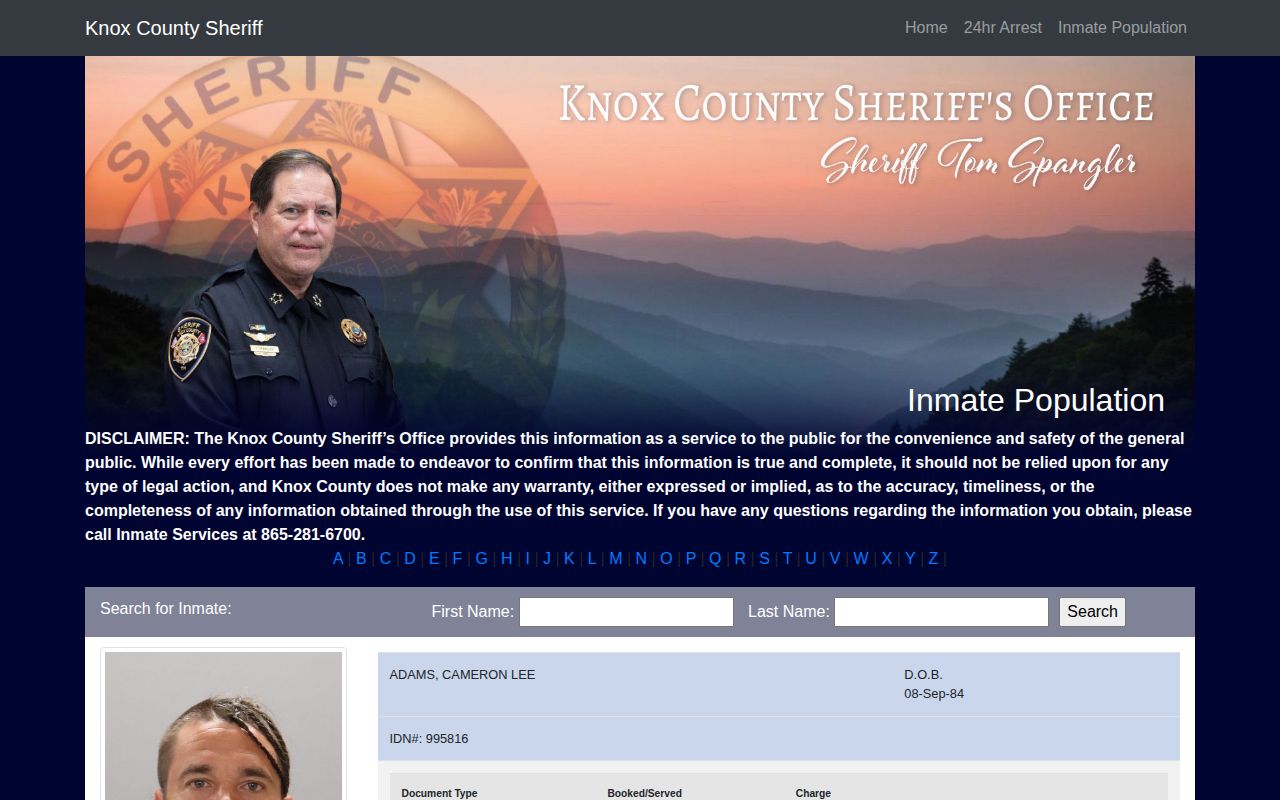 Knox County current arrest roster search